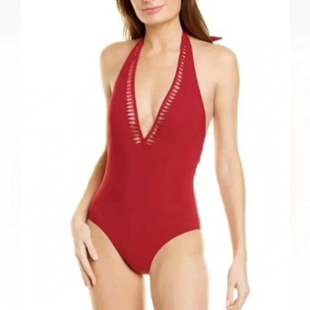 Moeva‎ London Pink Bordeaux One-Piece Swimsuit Womens Size Small NWT (539)